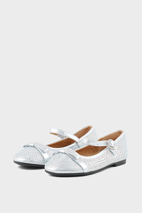 Girls Party Wear Pumps Q10038-Silver